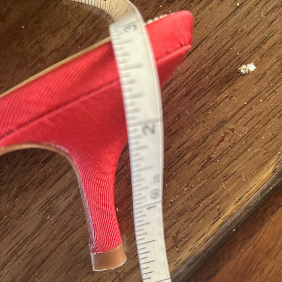 Who What Wear red fabric kitten heels mules sandals - Picture 6 of 7